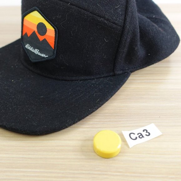 Eddie Bauer Cap Black Baseball Wool Hiking Graphic Snapback 5 Panel Hat Sunrise - Picture 10 of 10